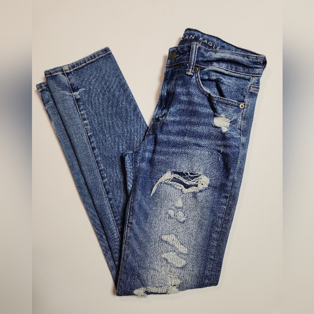 American Eagle Slim Distressed Jeans Men’s 28x32 Blue Destroyed Denim